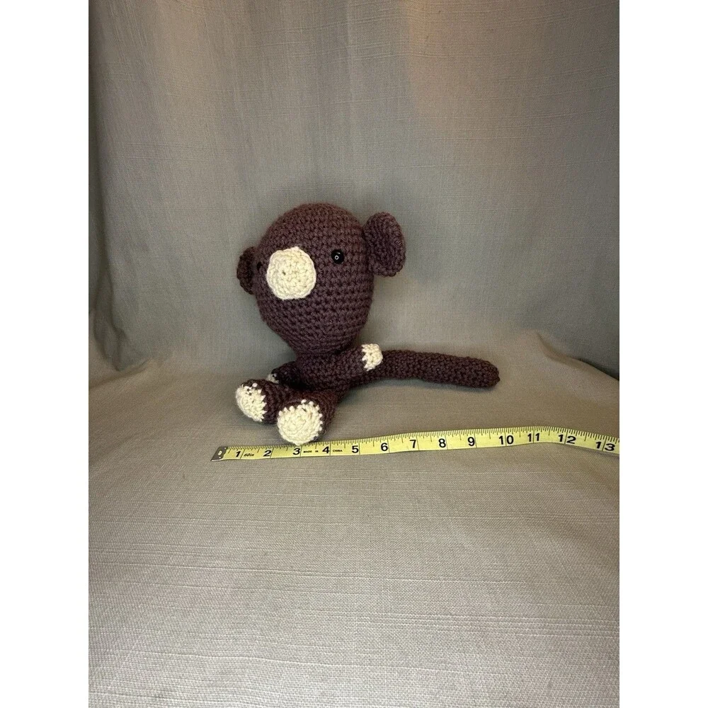 Handmade Crocheted Monkey Stuffed Animal Brown And White